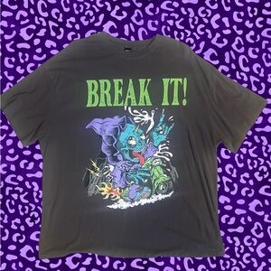 SHEIN Black Tee with Neon Green Graphic